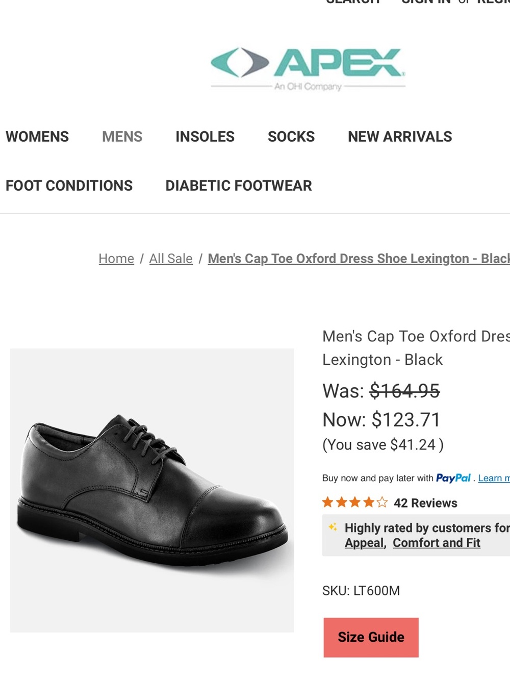 Apex Men's Black Cap-Toe Derby Lace-Up Dress Shoe